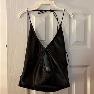 Black Leather Halter Top